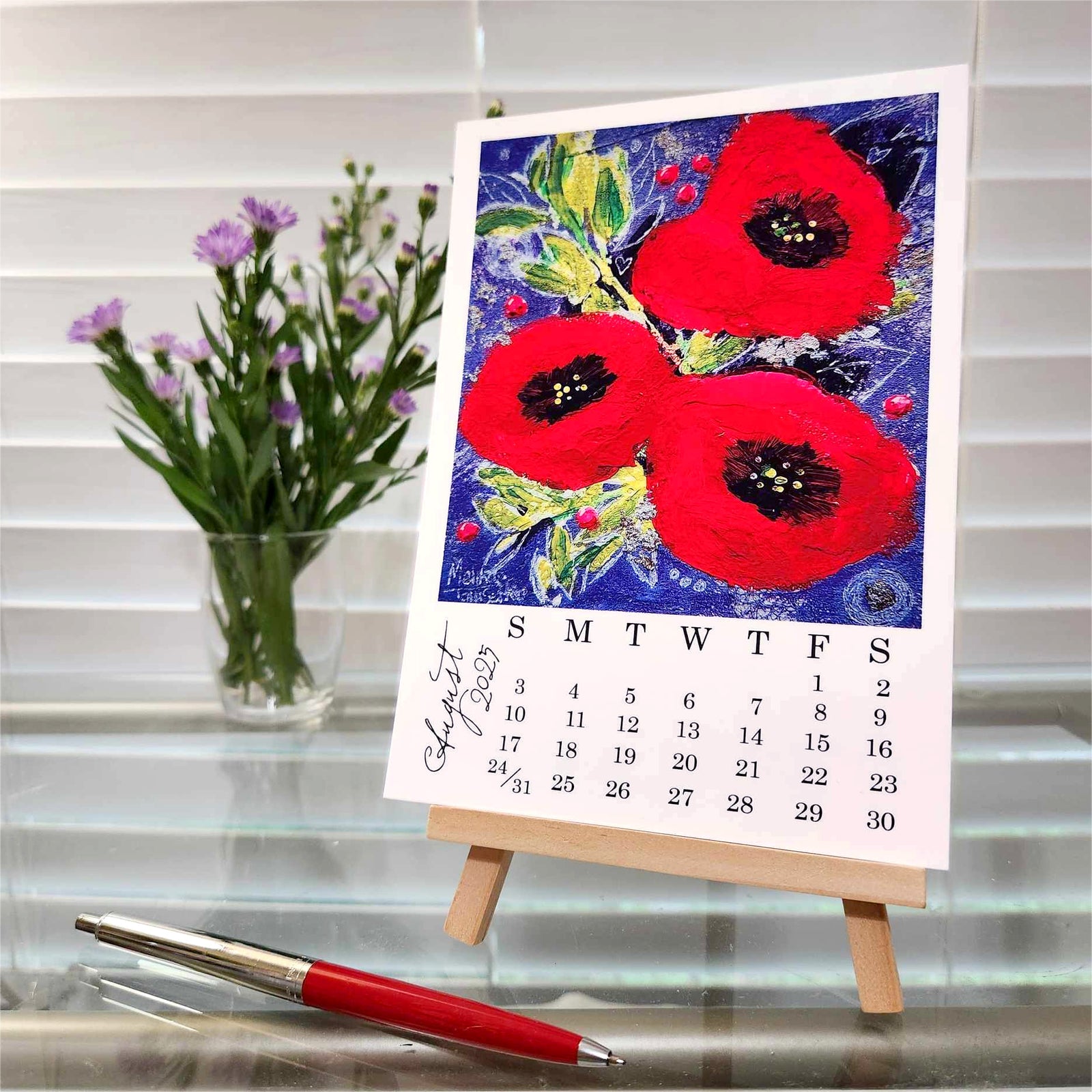 2025 Flowers of the Month desk calendar by Melinda Tomasello Art