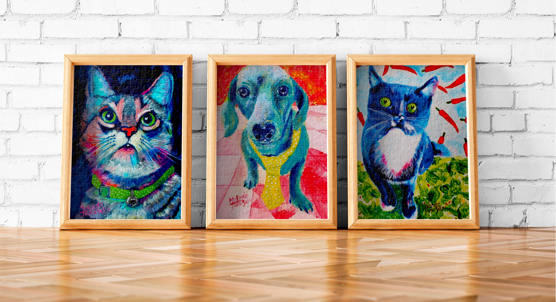 Melinda Tomasello art whimsical vibrant pet painting gallery ensemble